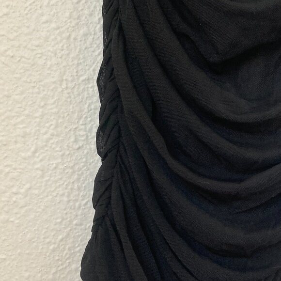 Lulus Feeling Hot Black Ruched Bodycon Midi Dress, Size M - Picture 3 of 4